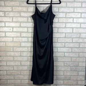 Molly Green Satiny Black Midi Dress- Size M